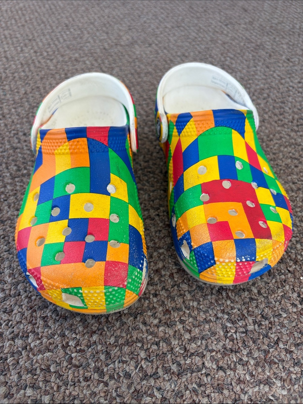 CROCS Kids Multicolor Checkerboard Slip-On Clogs - Picture 3 of 9